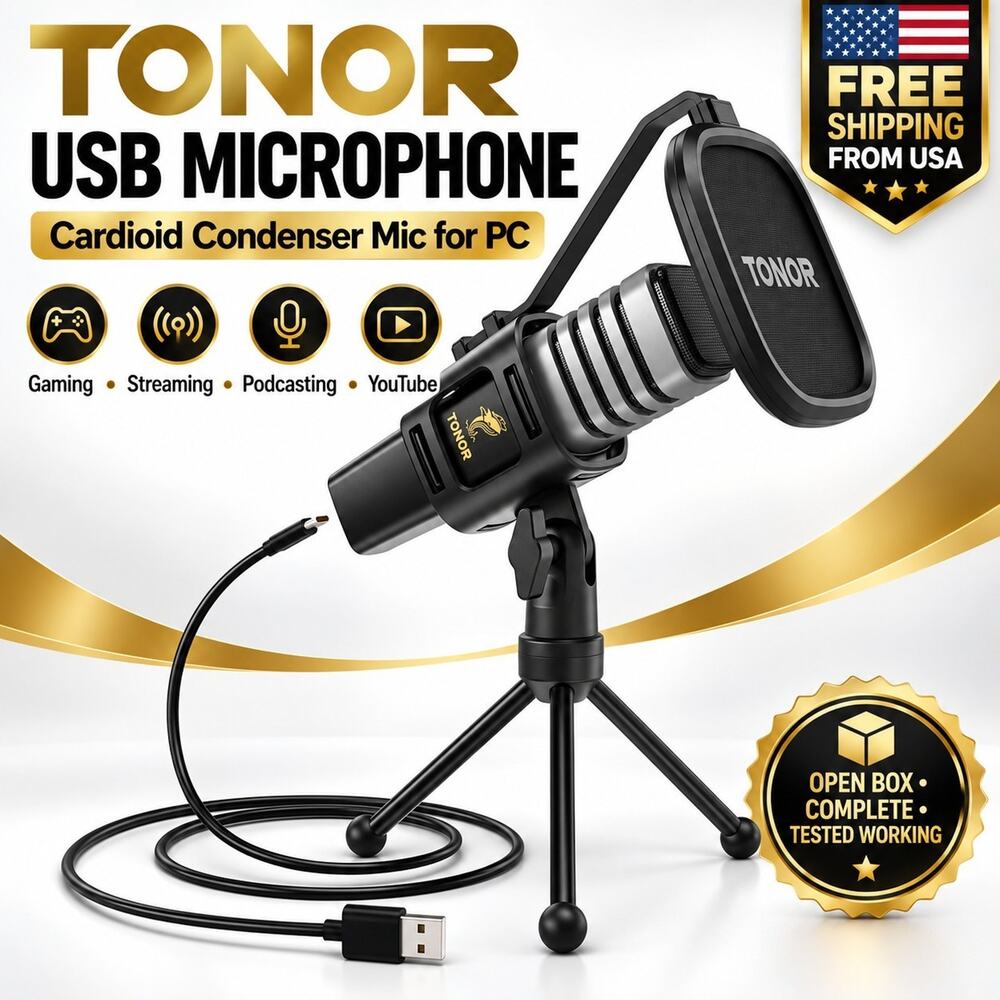 TONOR USB Microphone for PC, Cardioid Condenser Computer Mic with Tripod Stand